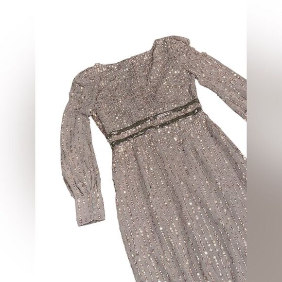 🆕 NWT MAC DUGGAL lilac SEQUINED V NECK BISHOP long SLEEVE mini DRESS 93593 sz 4 - Picture 5 of 11